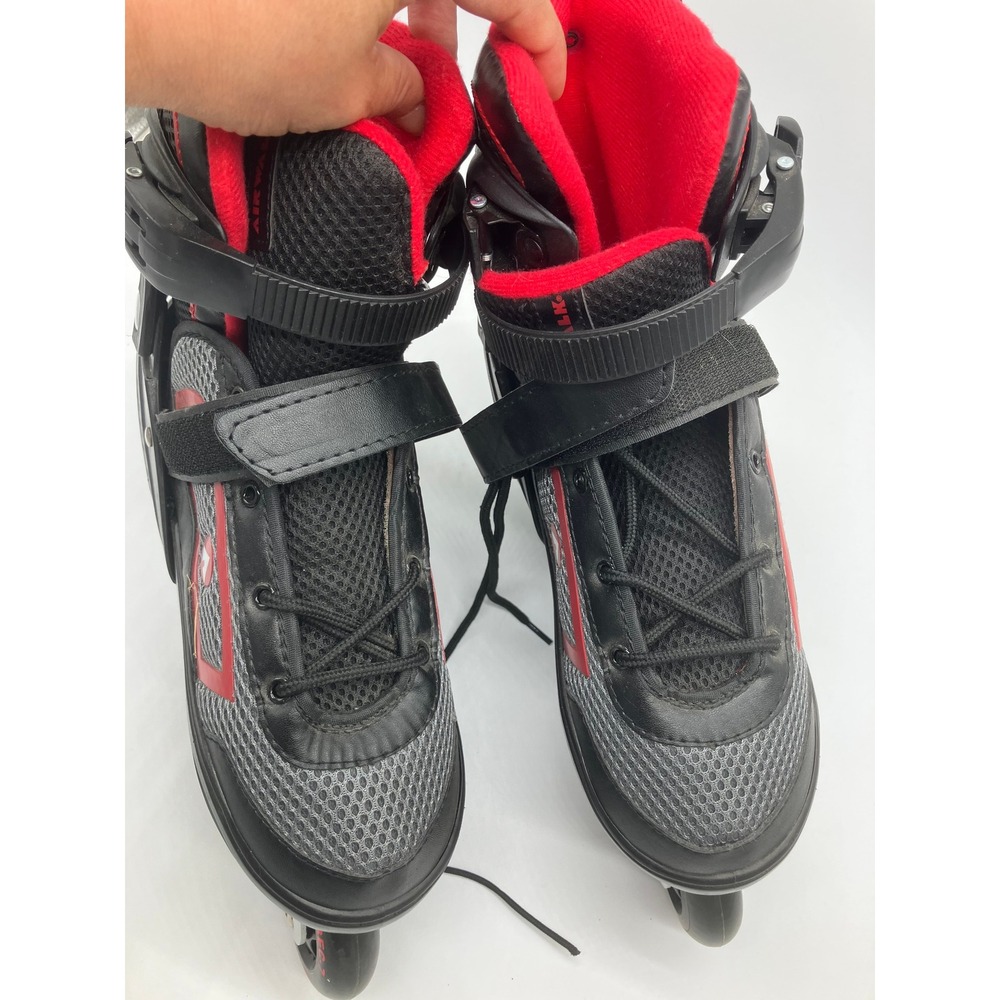 Airwalk Adjustable Skates Mens Size 8-9.5 Black Red AK-168-8/9 Rollerblades NWT